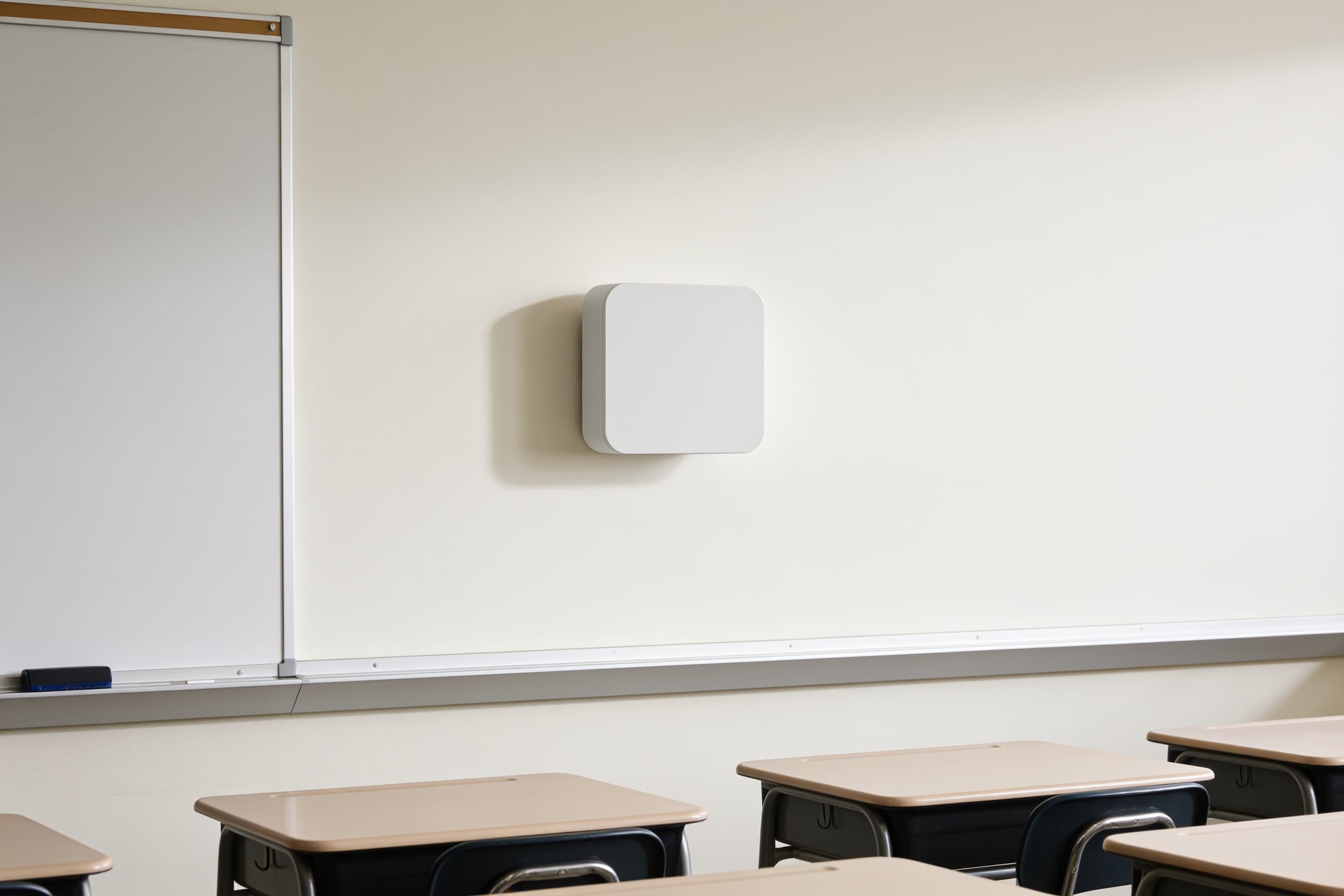 Air-quality sensor above a classroom whiteboard