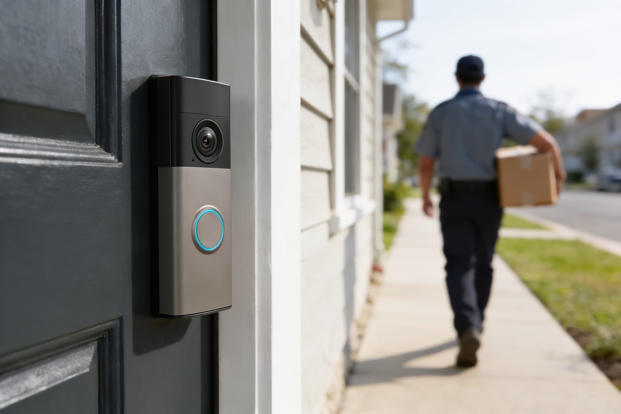 Video doorbell at a front door