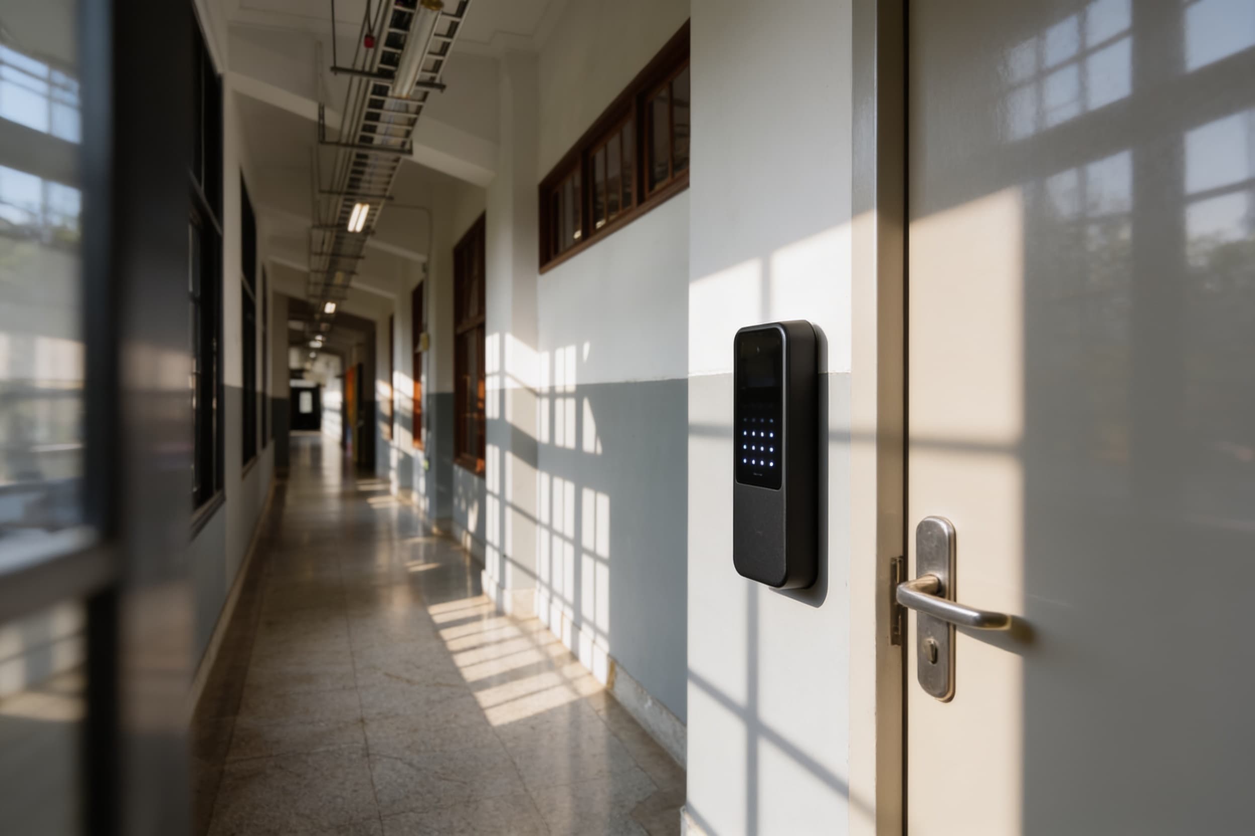 Access reader beside a gallery office door