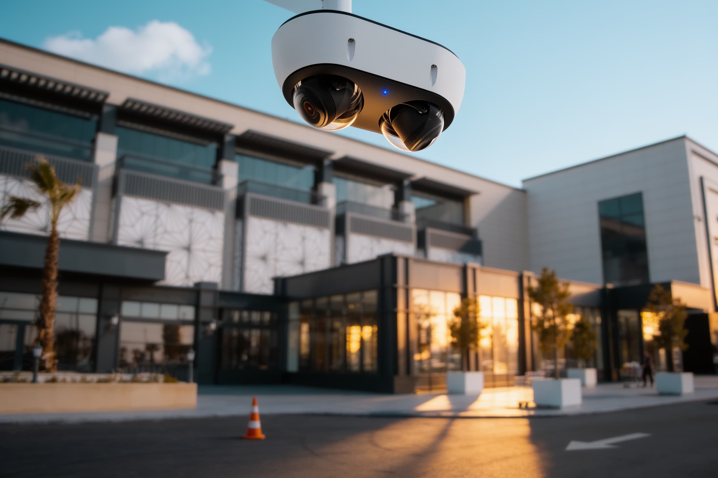 Multisensor camera above a mall entrance